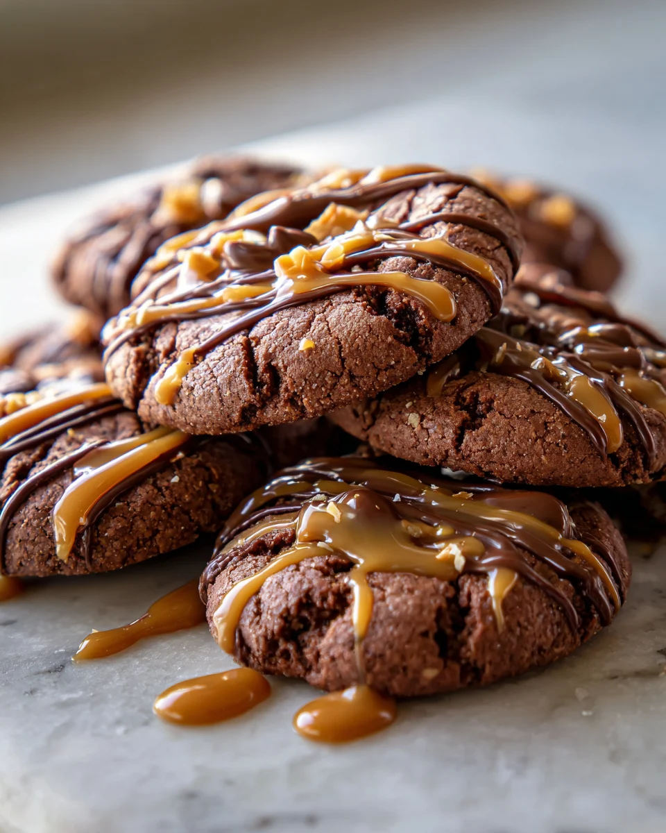 Chocolate Caramel Drizzle Cookies