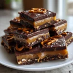 Chocolate Caramel Pretzel Fudge Squares