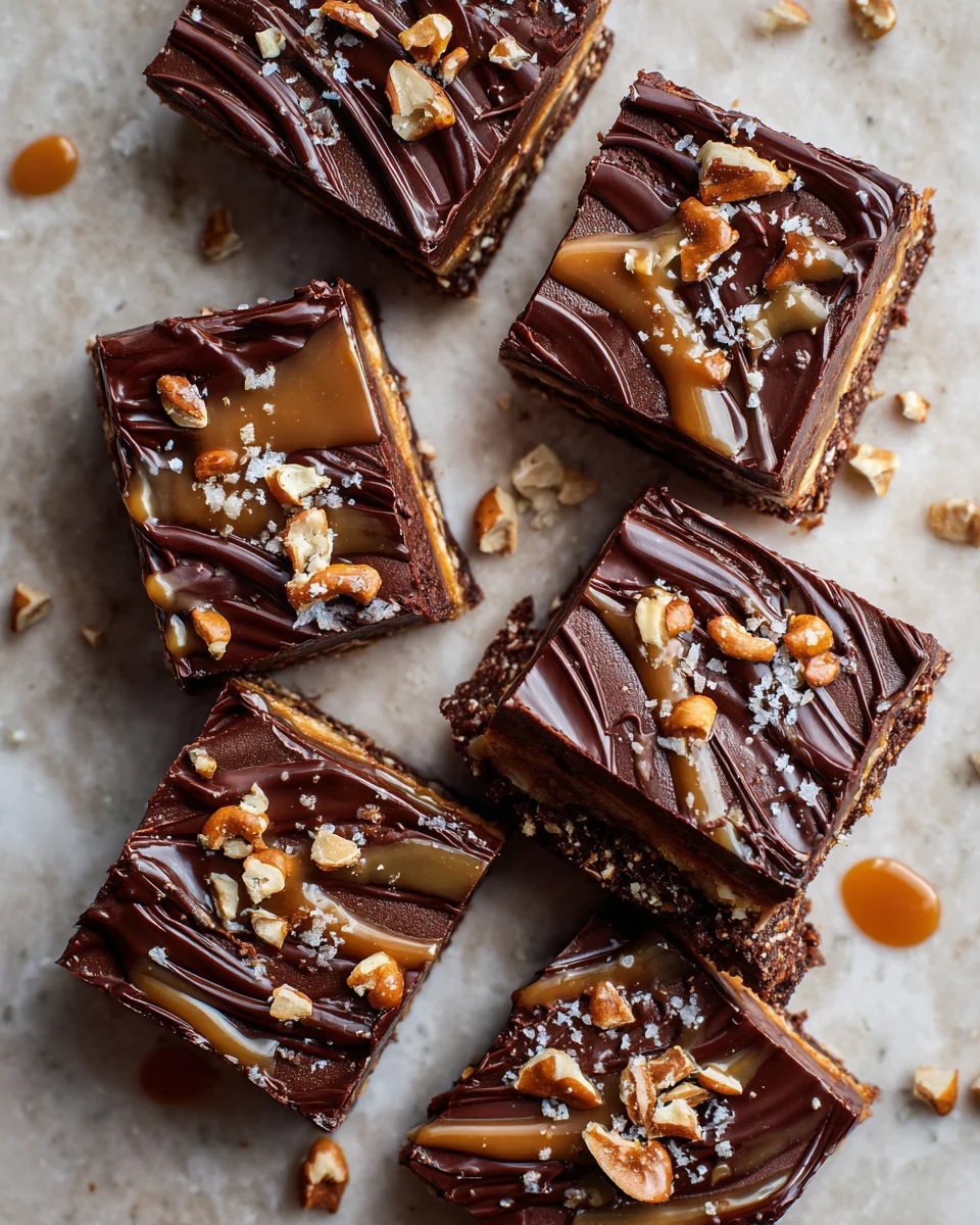 Chocolate Caramel Pretzel Fudge Squares