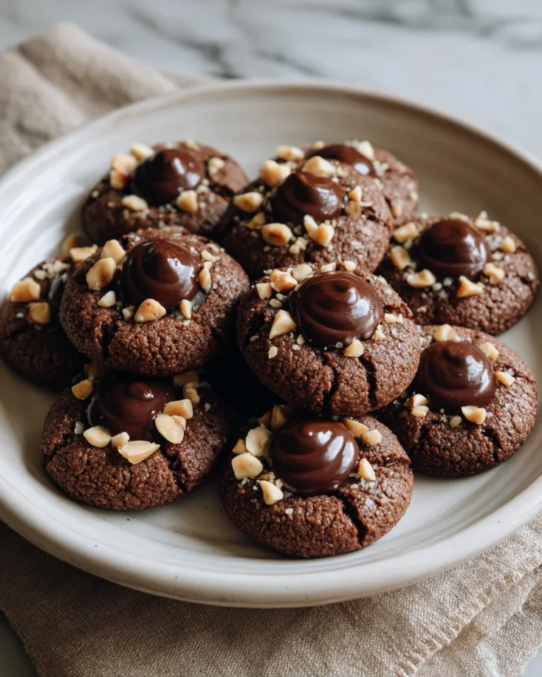 Chocolate Hazelnut Thumbprint Cookies