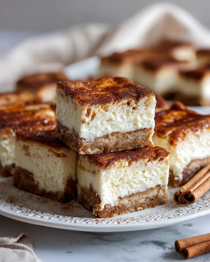 Cinnamon Sugar Churro Cheesecake Bars