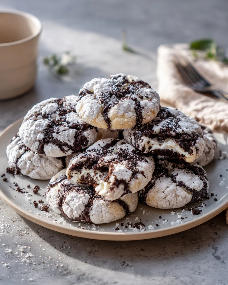 Cookies And Cream Stuffed Crinkle Cookies