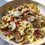Creamy Bacon Mushroom Bowtie Pasta