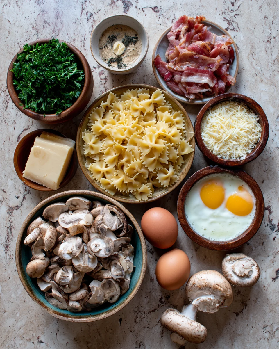 Creamy Bacon Mushroom Bowtie Pasta