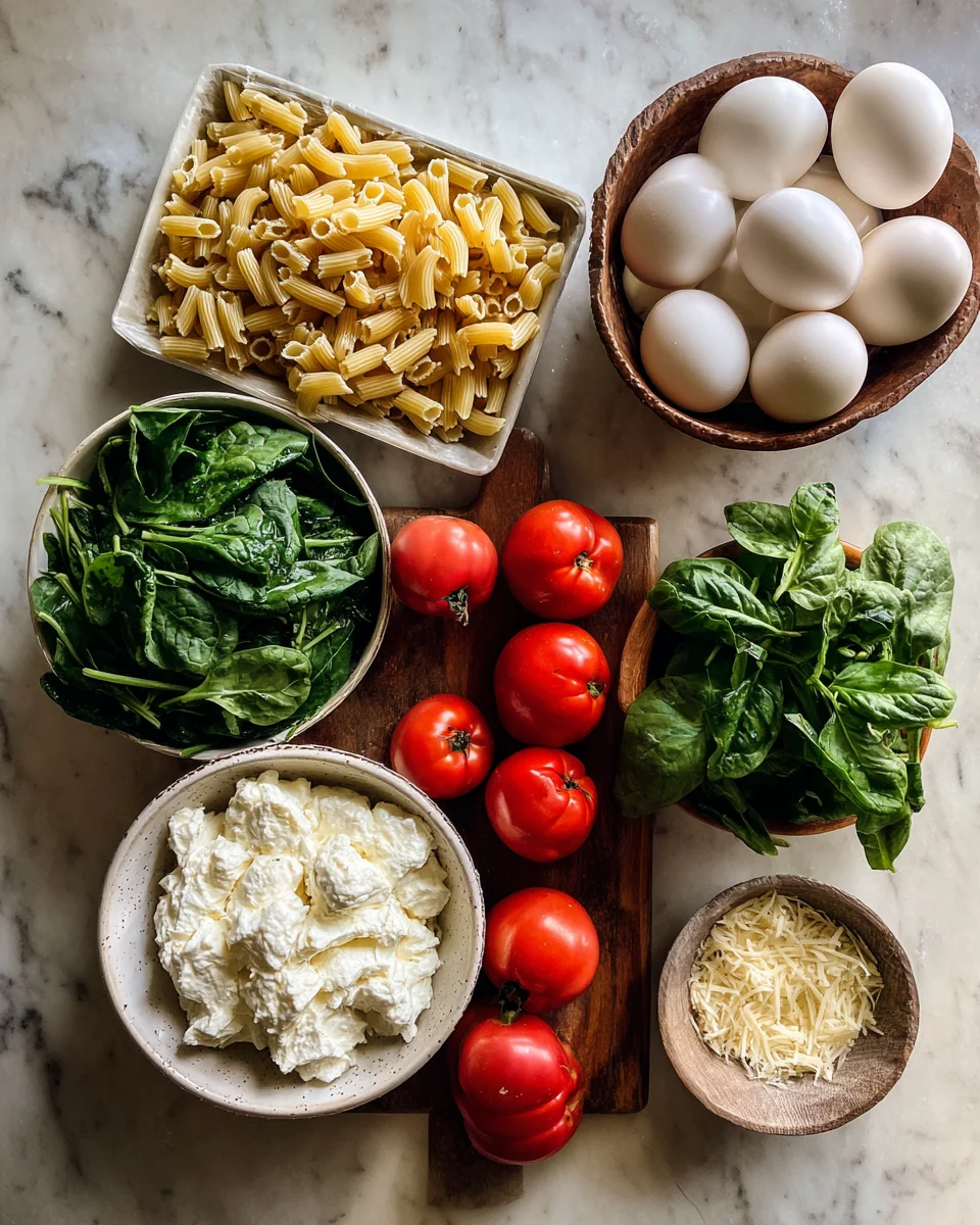 Creamy Burrata Spinach Pasta Bake
