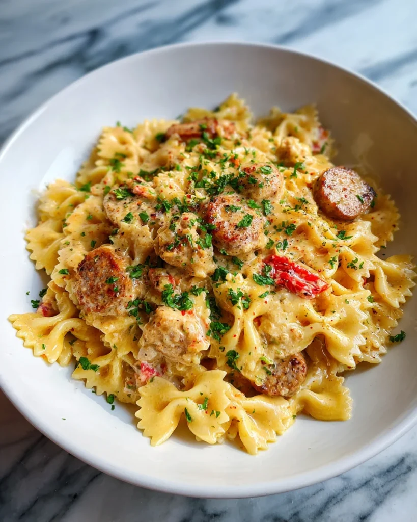 Creamy Cajun Sausage Bowtie Pasta