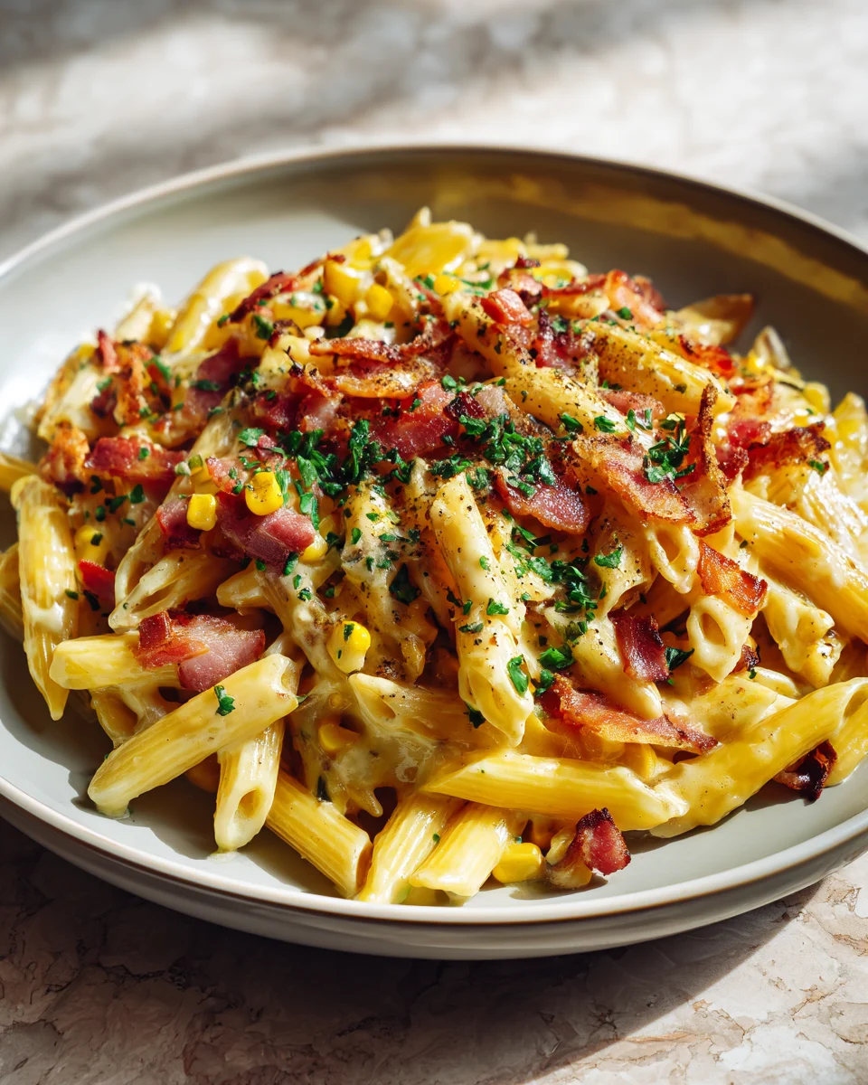 Creamy Corn And Bacon Penne Recipe