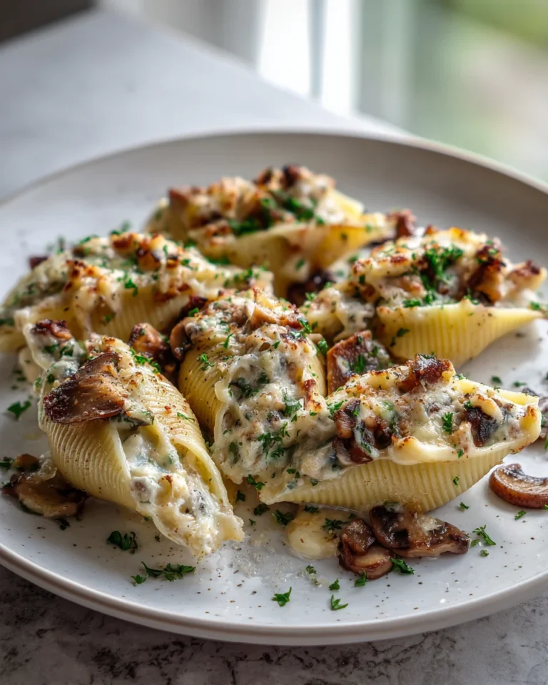 Creamy Garlic Mushroom Stuffed Shells