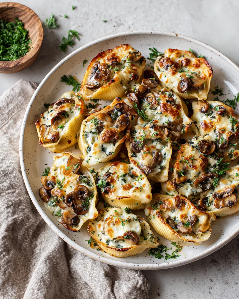 Creamy Garlic Mushroom Stuffed Shells