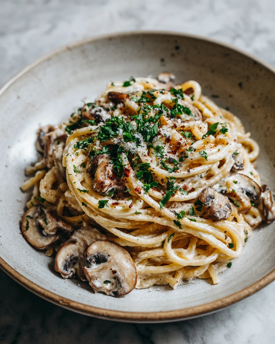 Creamy Mushroom Spaghetti