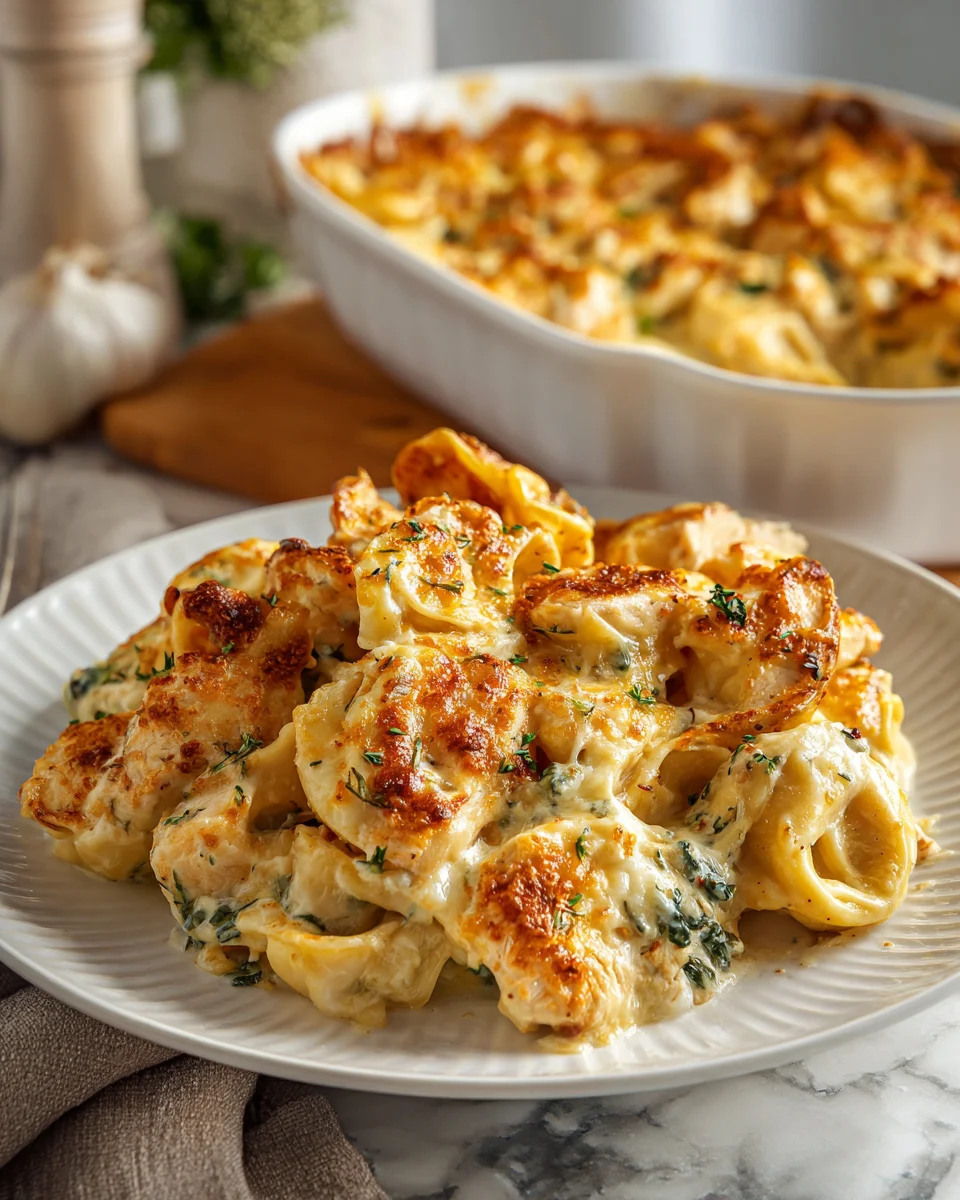 Creamy Parmesan Chicken Tortellini Bake