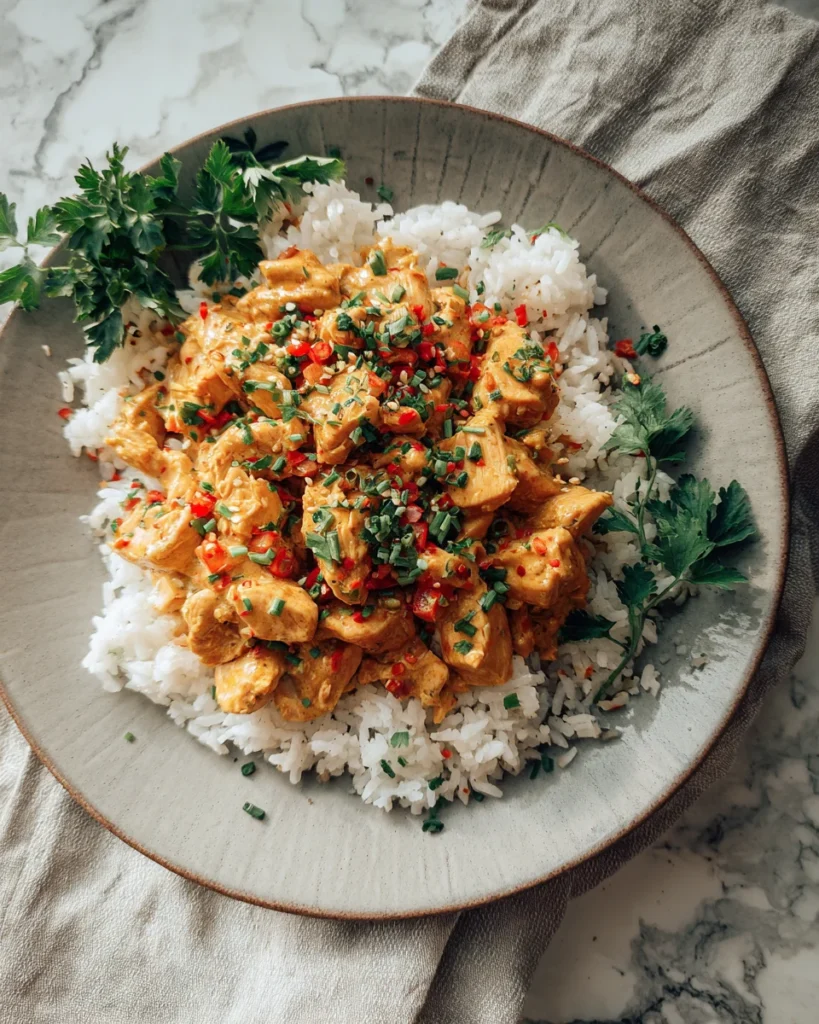 Creamy Roasted Red Pepper Chicken Rice