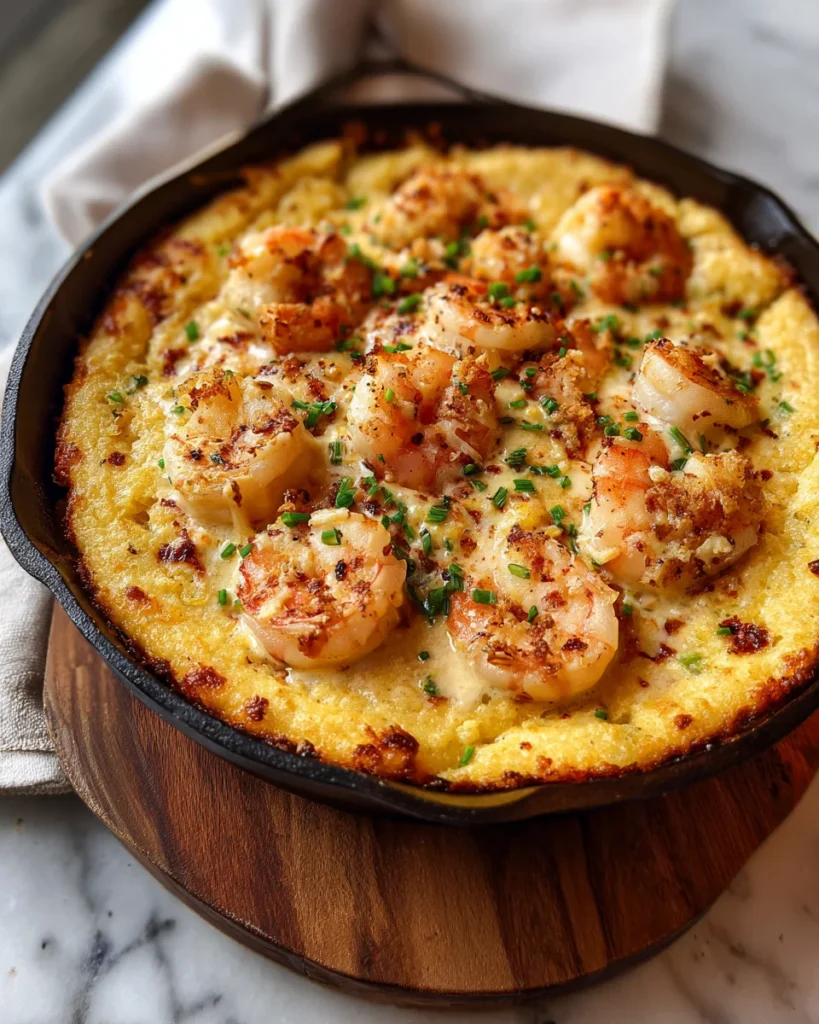 Creamy Shrimp And Cornbread Skillet