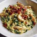 Creamy Spinach Bacon Chicken Orzo