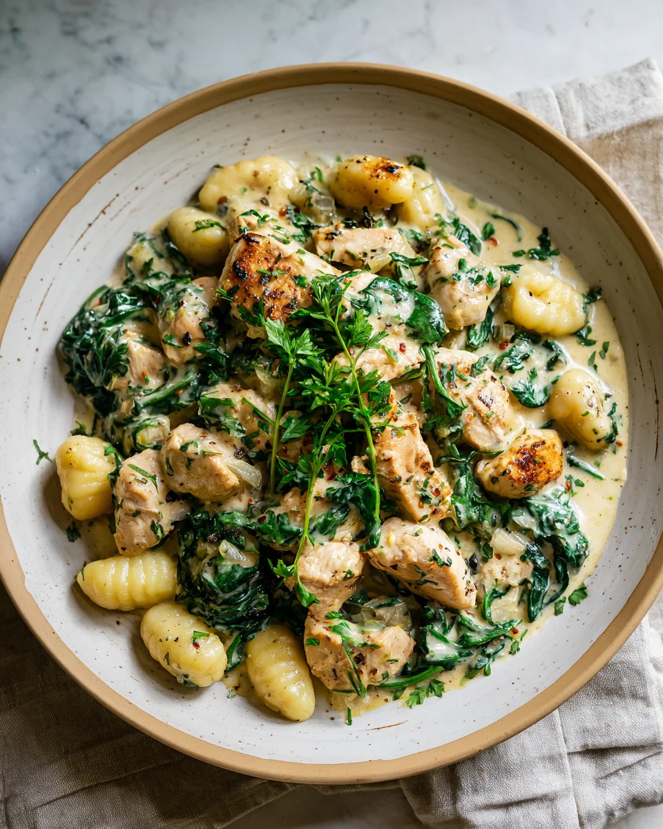 Creamy Spinach Garlic Chicken Gnocchi