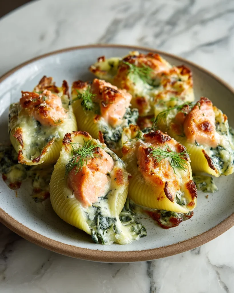 Creamy Spinach Salmon Stuffed Shells