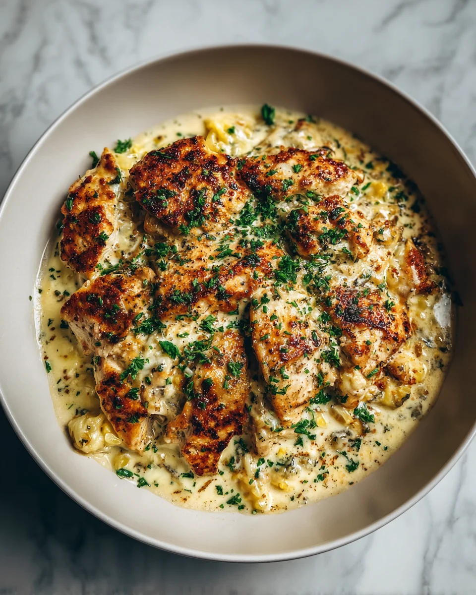 Creamy White Cheddar Chicken Skillet
