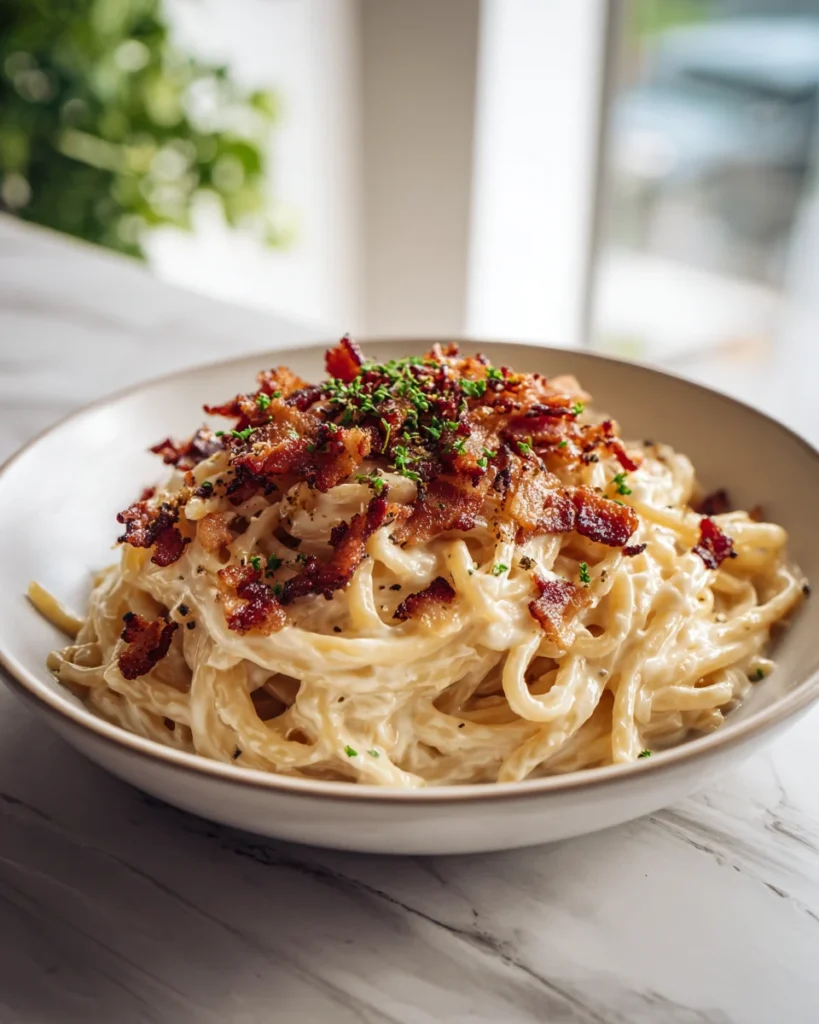Crispy Bacon Cream Pasta
