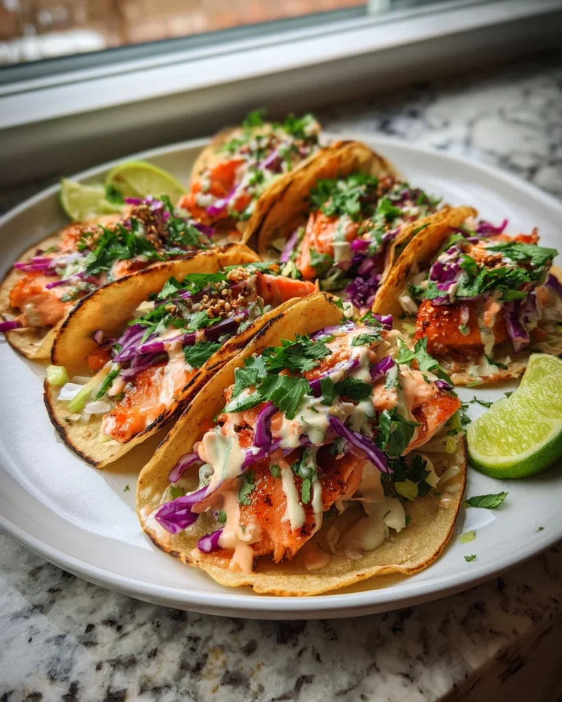 Crispy Bang Bang Salmon Tacos