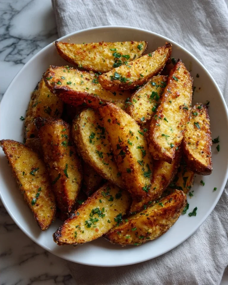 Crispy Garlic Parmesan Potato Wedges