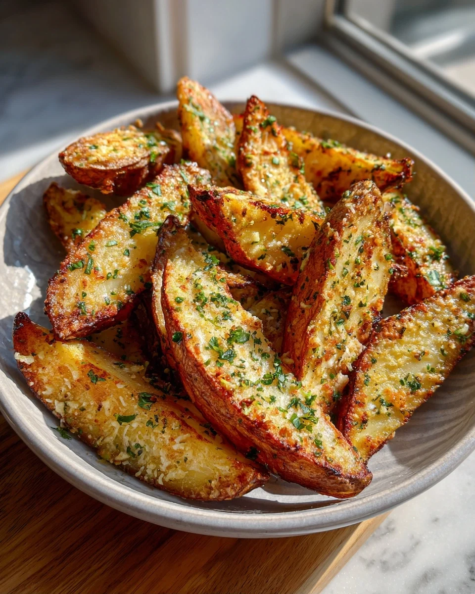 Crispy Garlic Parmesan Potato Wedges