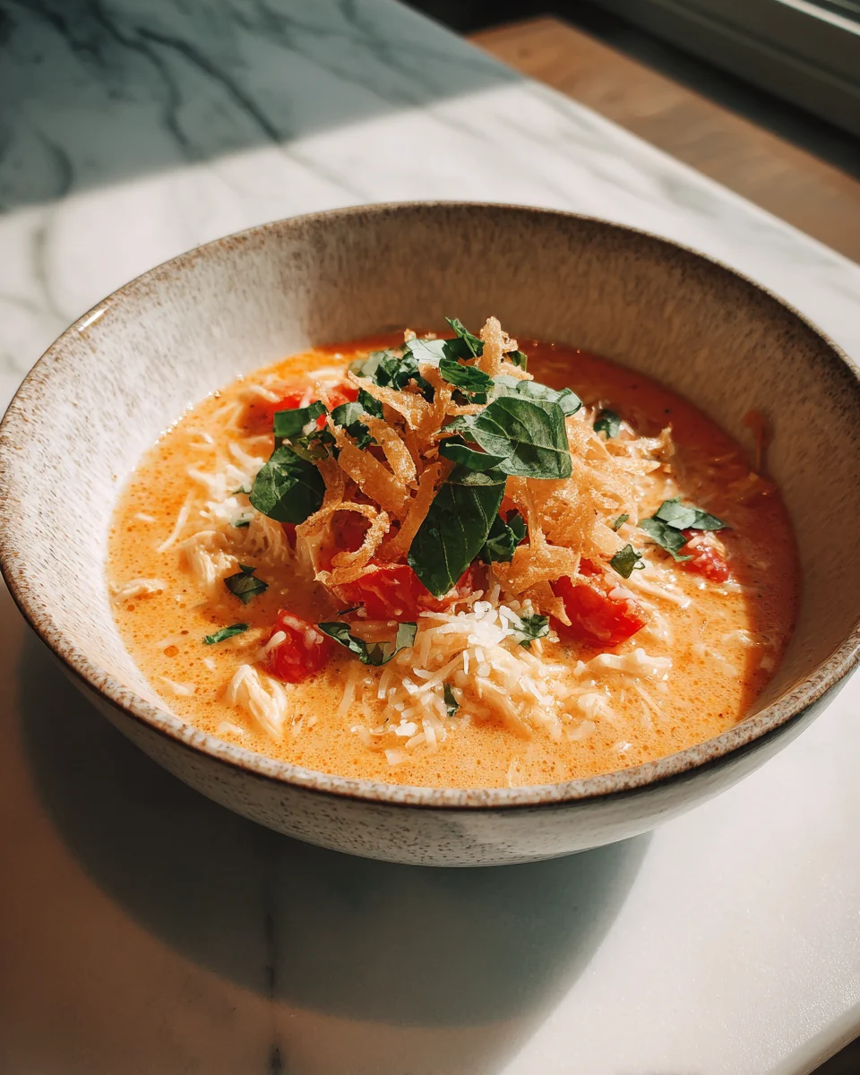 Crock Pot Creamy Chicken Parmesan Soup