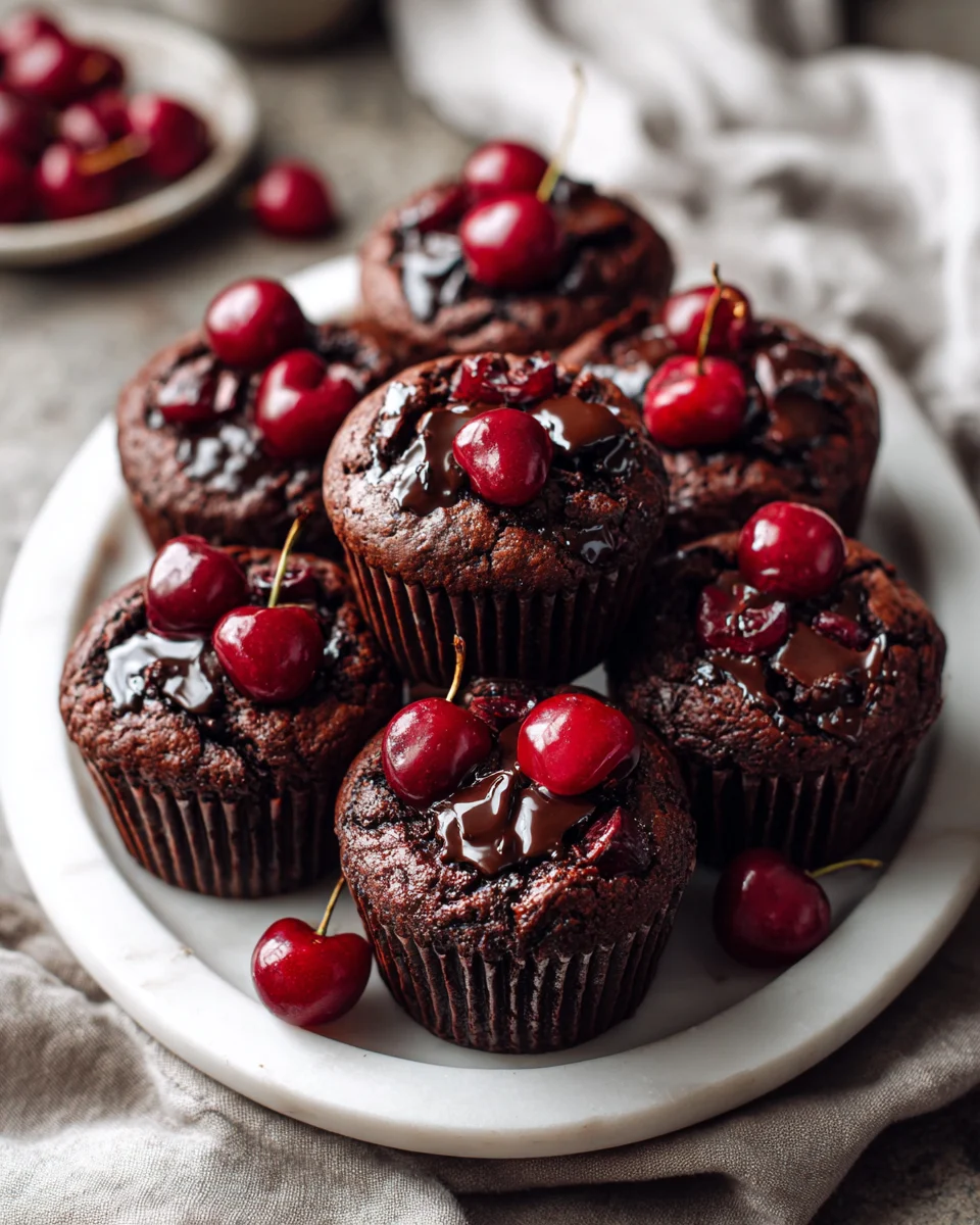 Dark Chocolate Cherry Lava Muffins