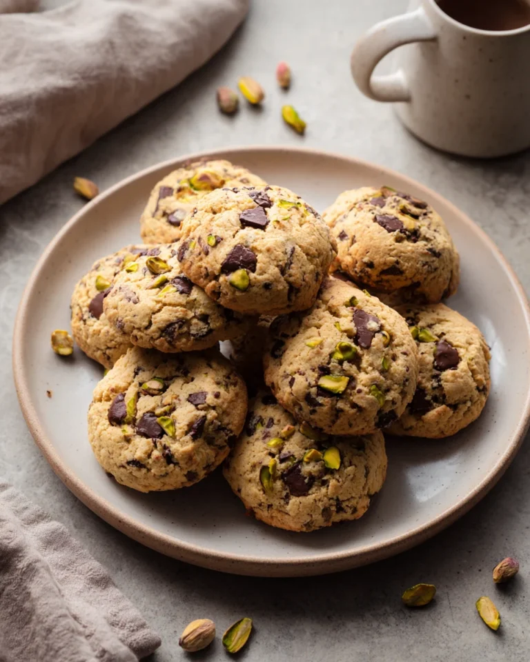 Dark Chocolate Chip Pistachio Tahini Cookies