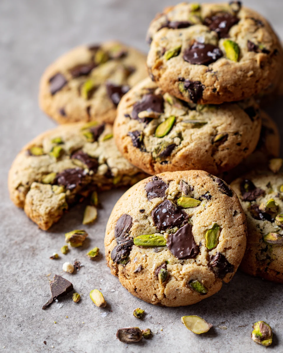 Dark Chocolate Chip Pistachio Tahini Cookies