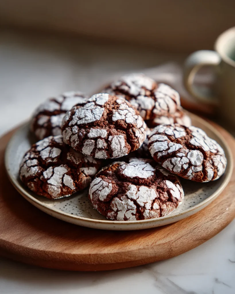 Dark Chocolate Hazelnut Crinkle Cookies