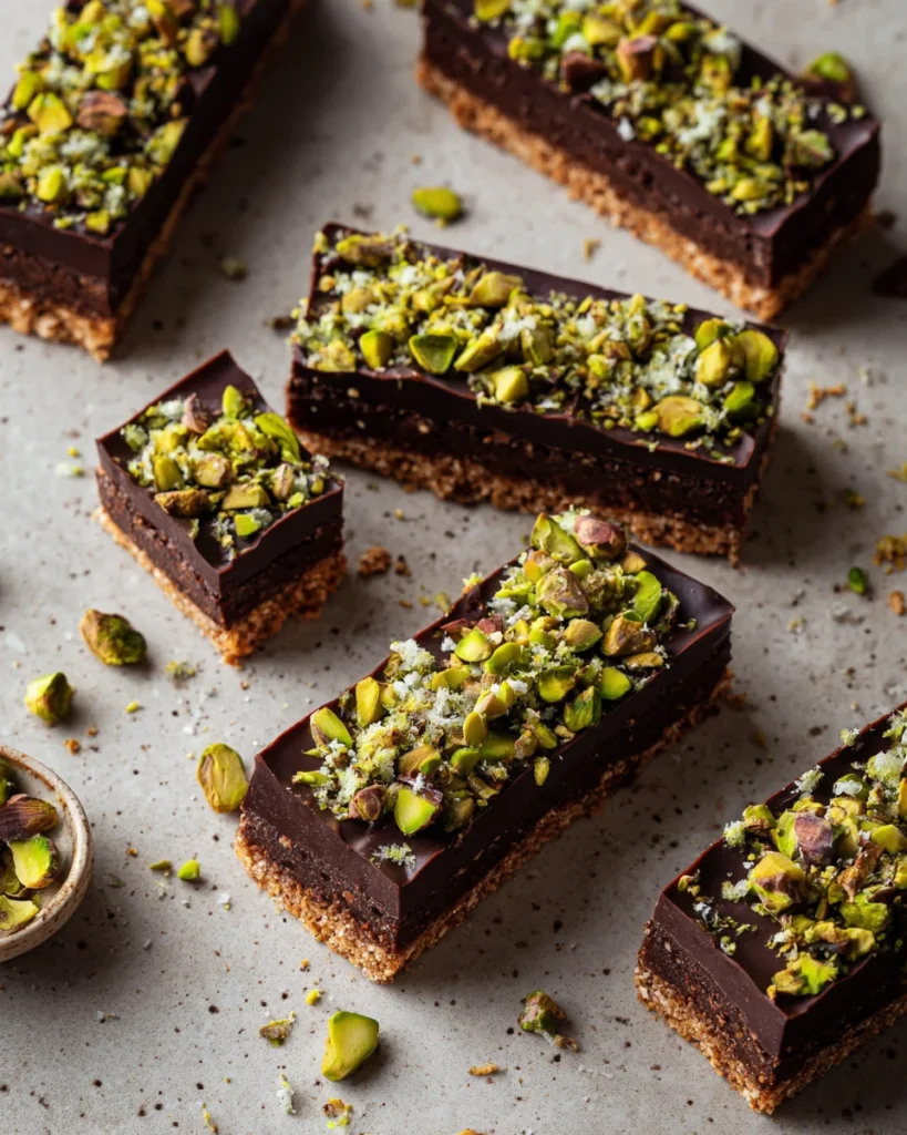Dark Chocolate Pistachio Tart Bars