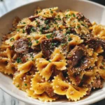 Garlic Beef Bowtie Pasta