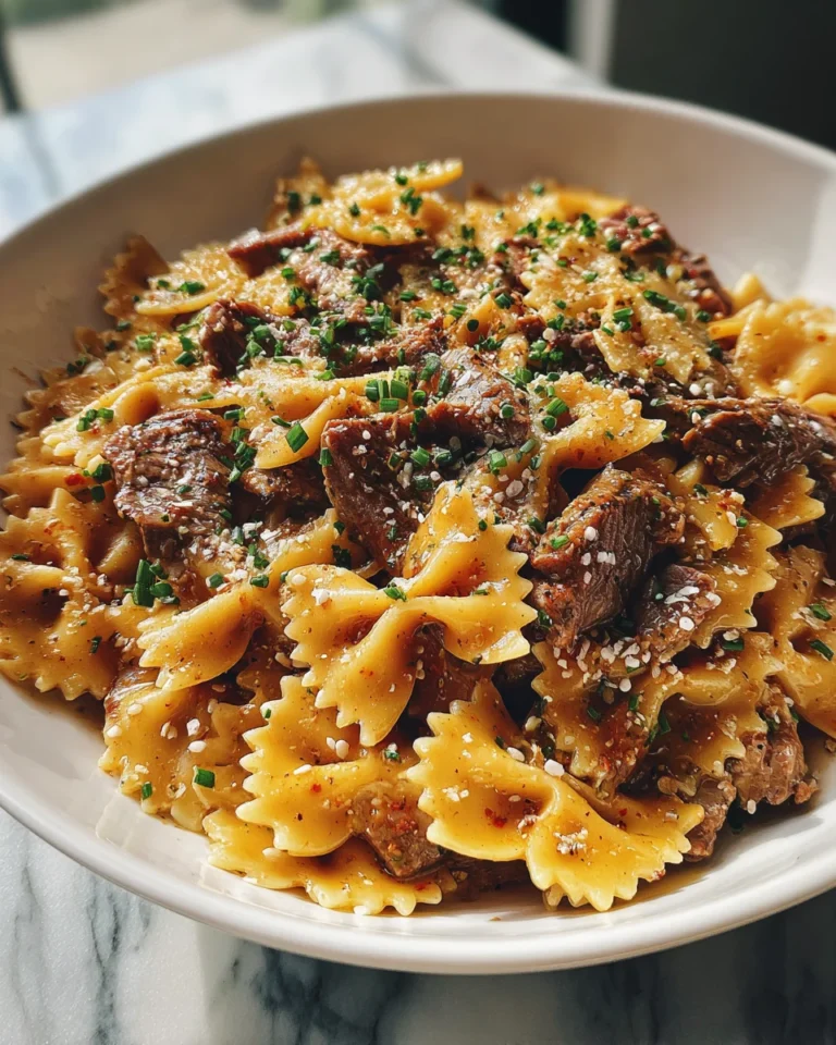 Garlic Beef Bowtie Pasta