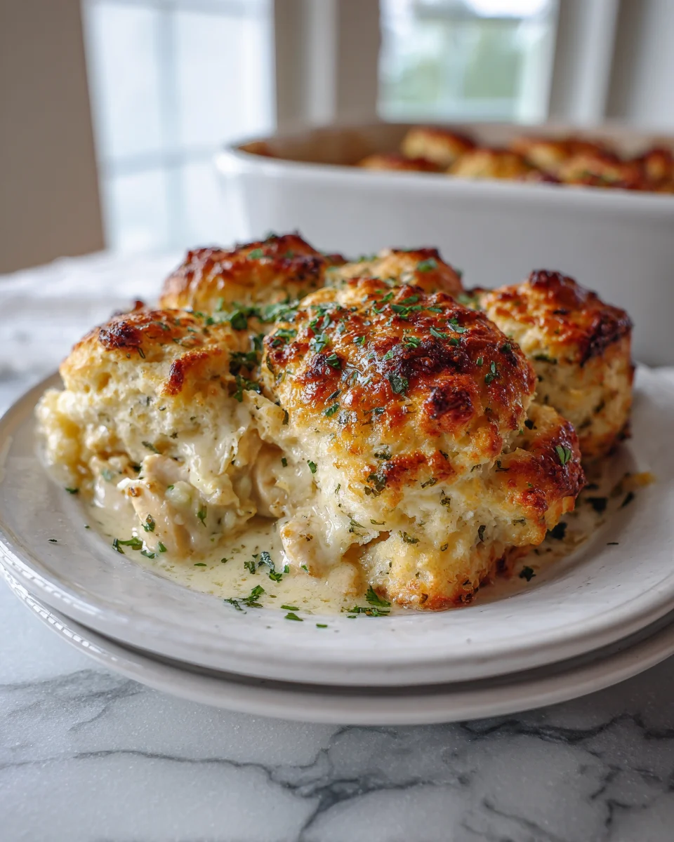 Garlic Butter Chicken Biscuit Bake