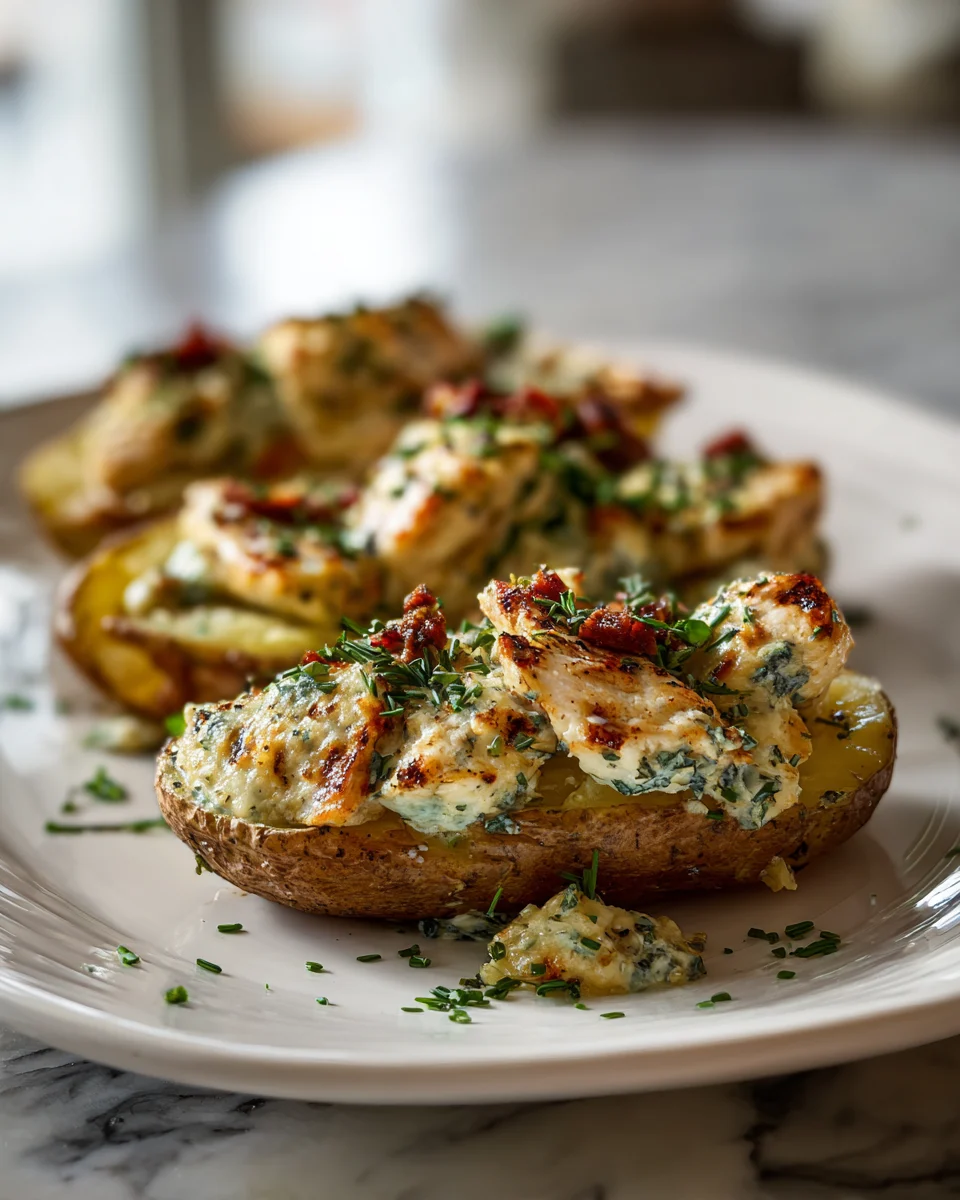 Garlic Butter Chicken Stuffed Potatoes