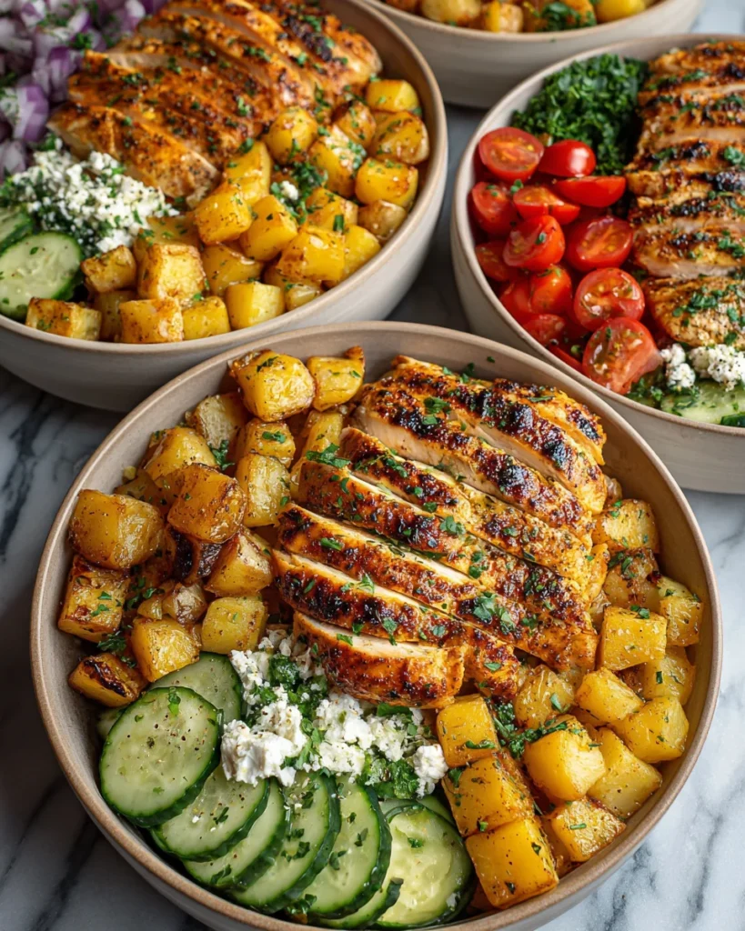 Garlic Herb Chicken Potato Bowls