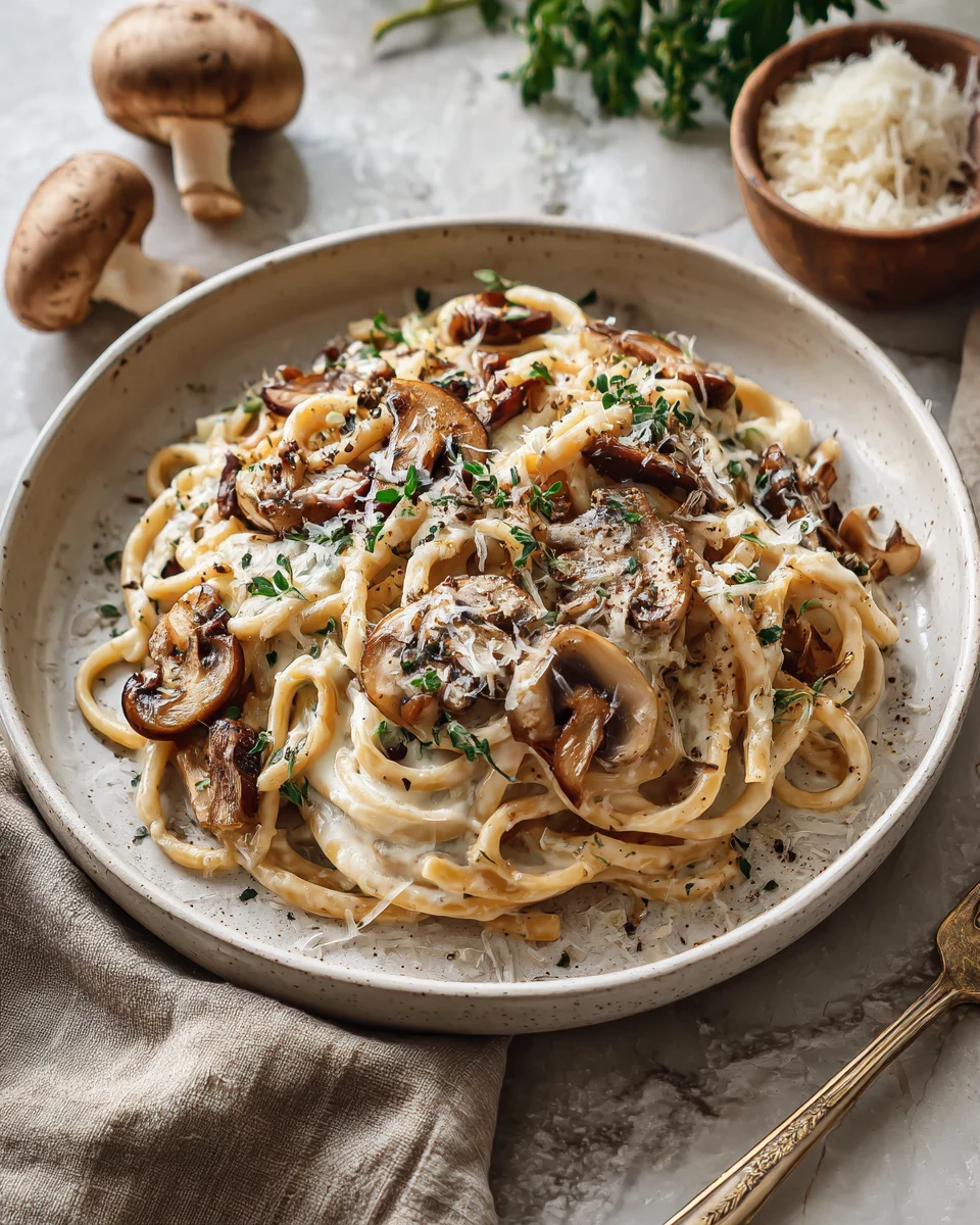 Garlic Mushroom Swiss Pasta Melt