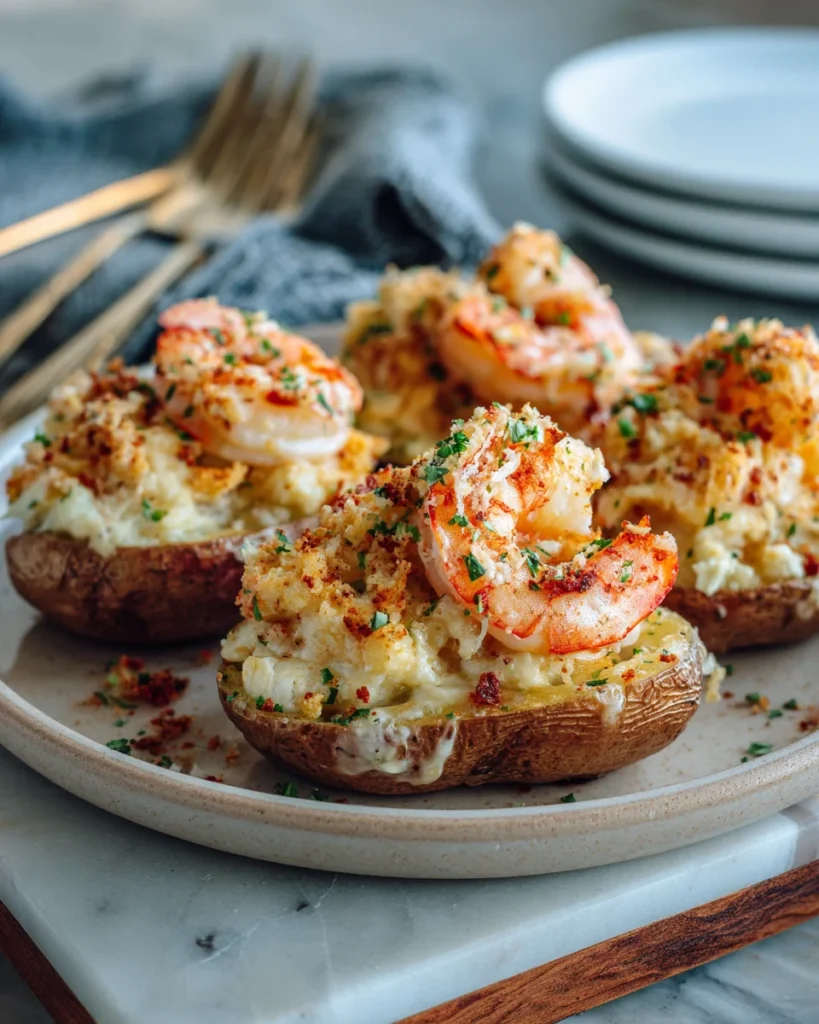 Garlic Parmesan Shrimp Stuffed Potatoes
