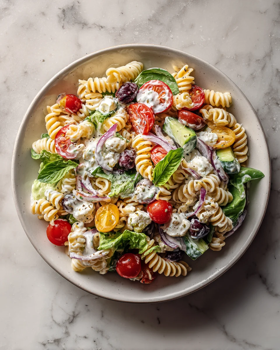 Greek Yogurt Ranch Pasta Salad
