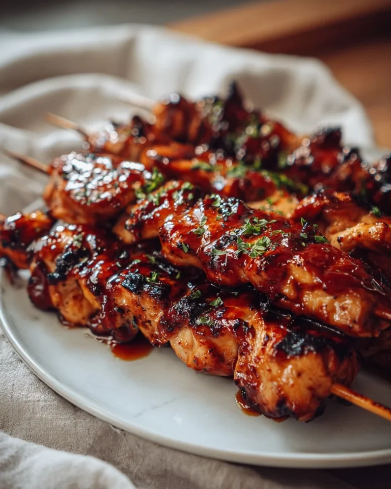 Grilled Honey BBQ Chicken Skewers