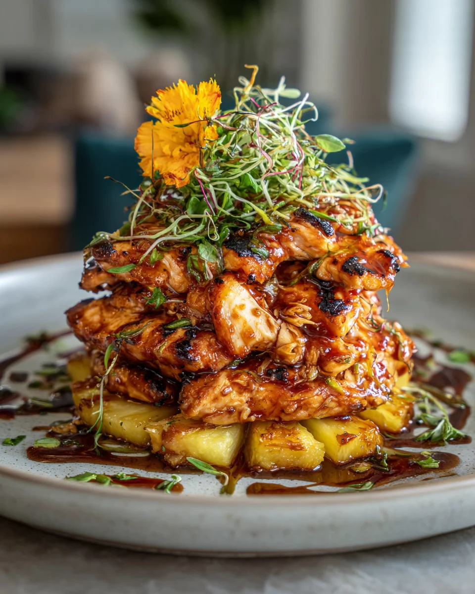 Hawaiian Huli Huli Chicken Stack