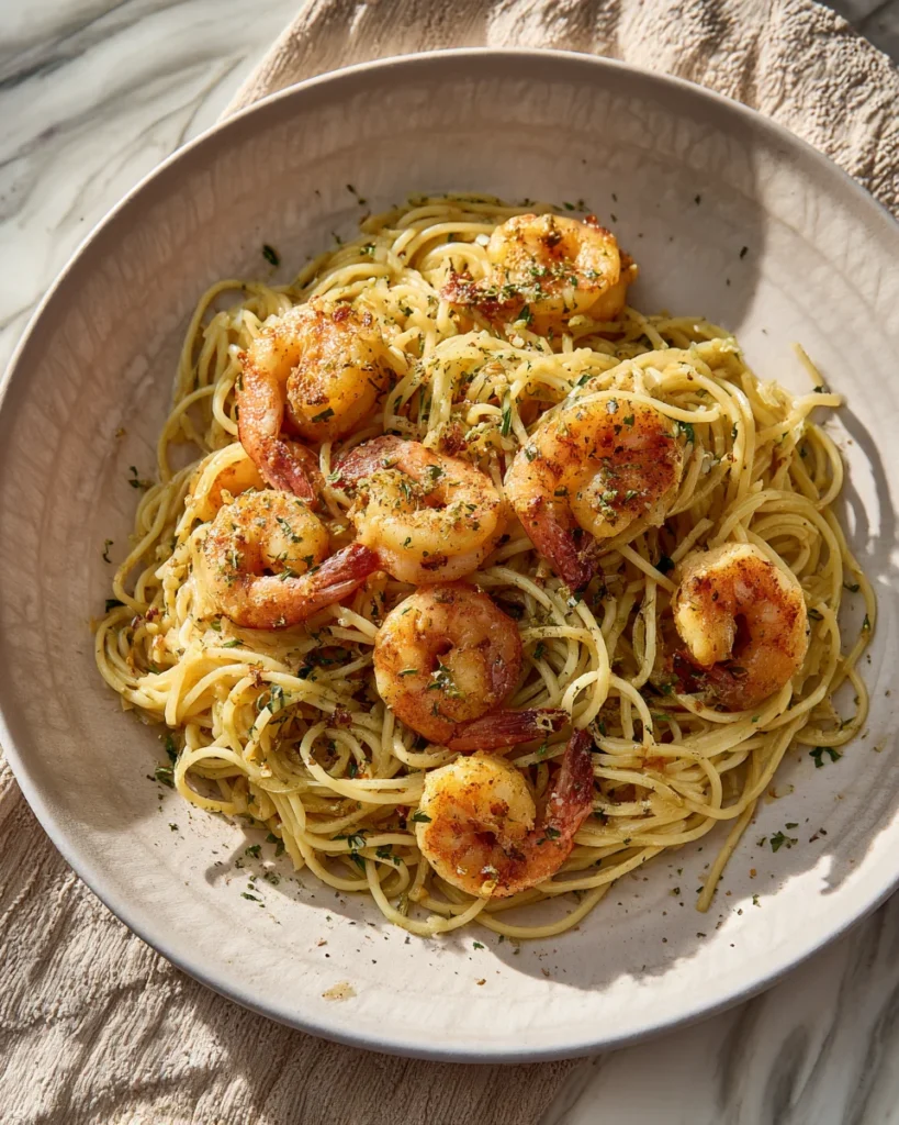 Herb Butter Shrimp Angel Hair Pasta
