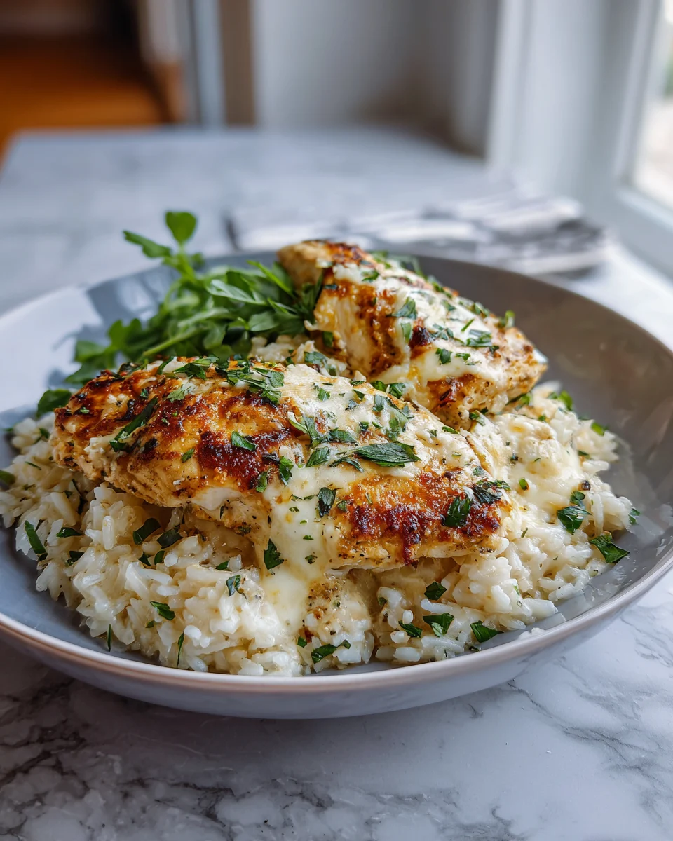 Herbed Chicken Mozzarella Rice Skillet