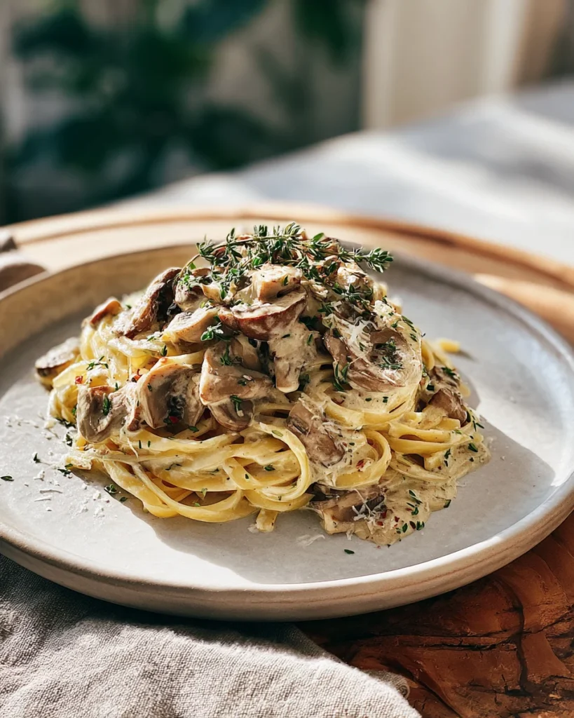 Herbed Mushroom Cream Linguine