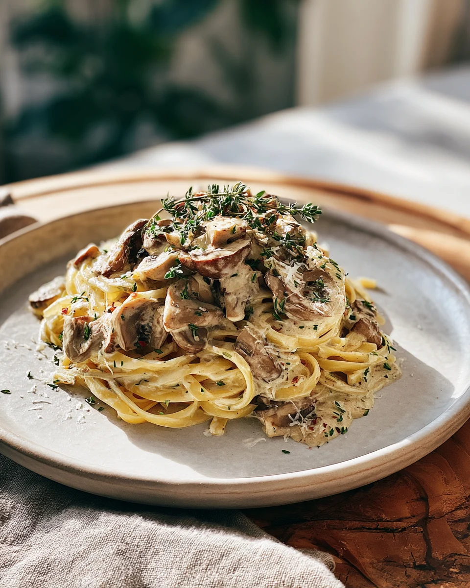 Herbed Mushroom Cream Linguine