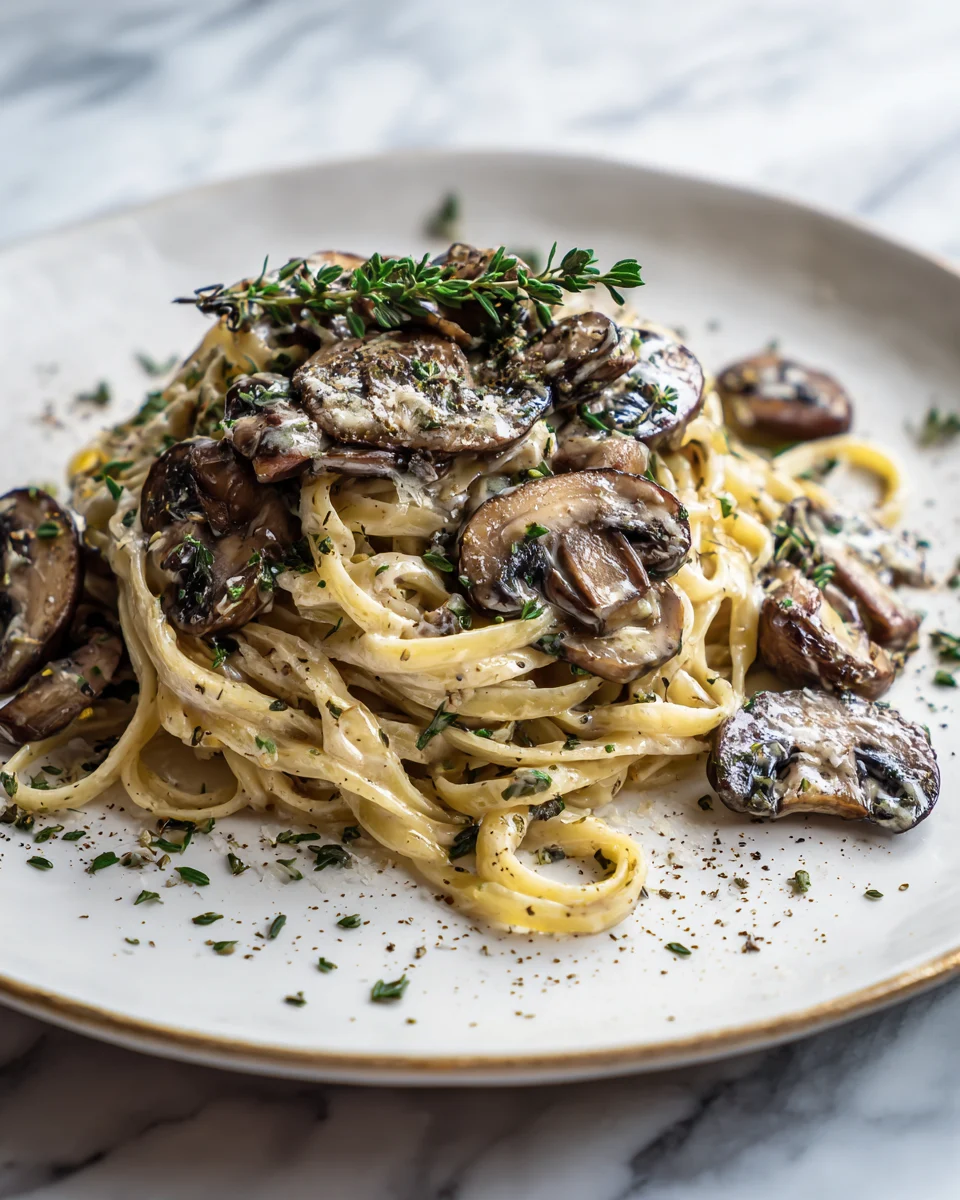 Herbed Mushroom Cream Linguine