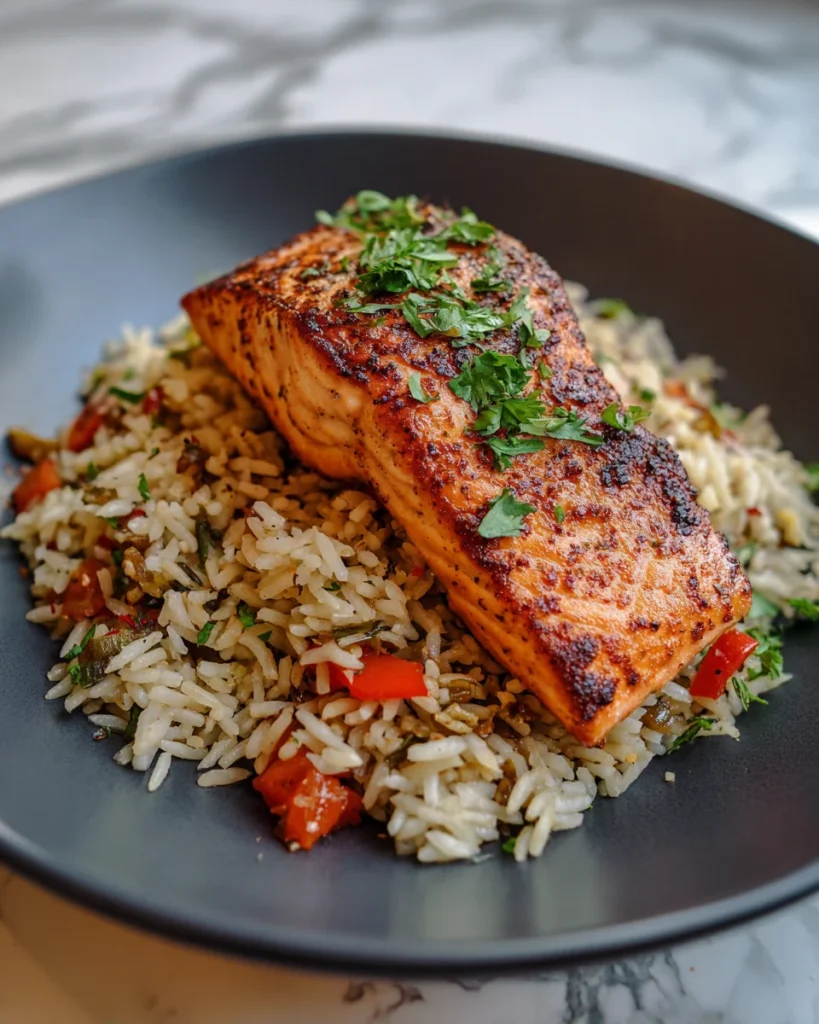 Honey Cajun Salmon Rice Skillet