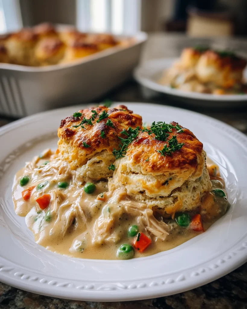 Honey Dijon Chicken Biscuit Casserole