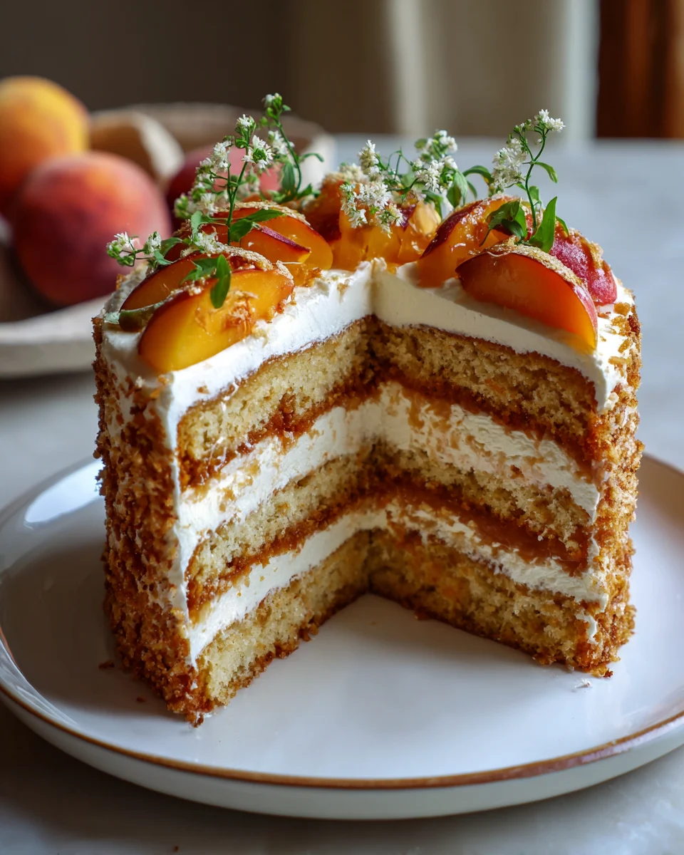 Honey Peach Mascarpone Layer Cake
