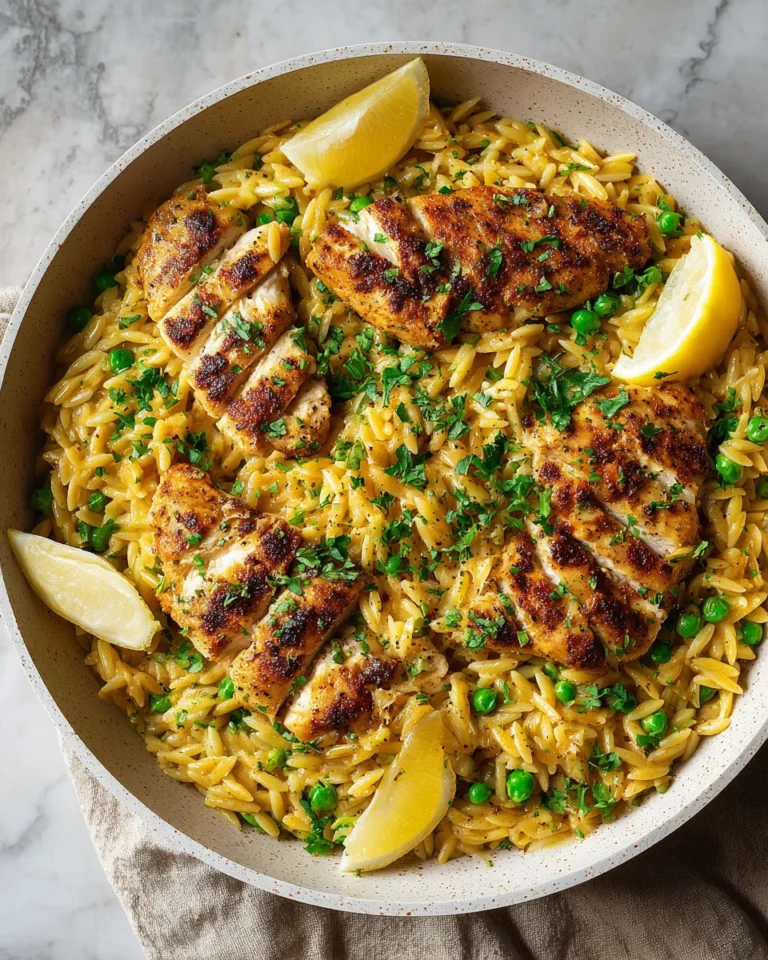 Lemon Pepper Chicken Orzo Skillet